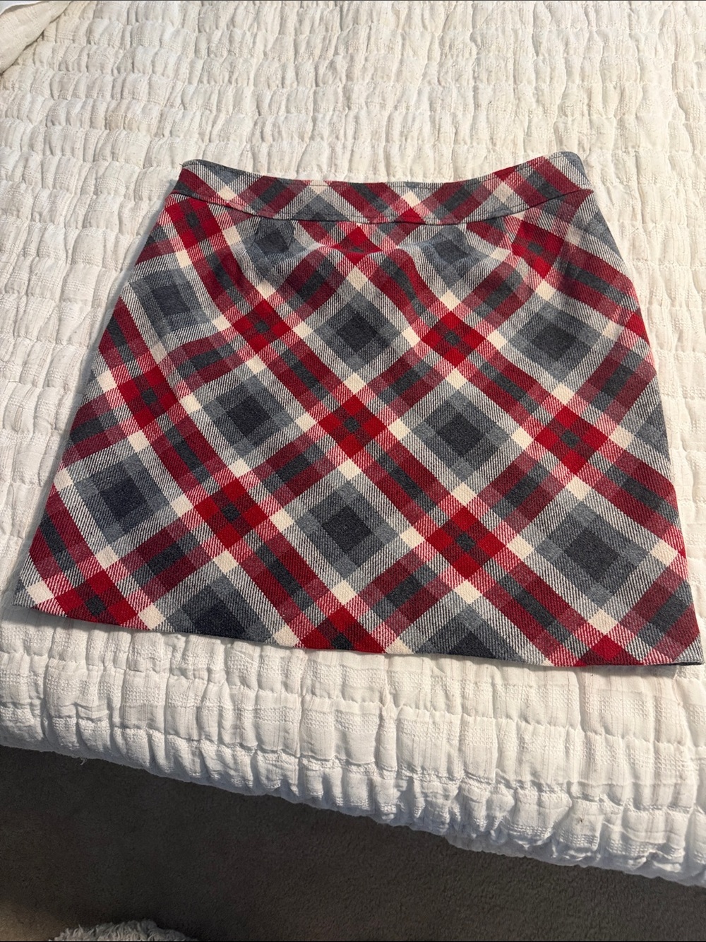 LOFT Red, Gray and Cream Plaid Mini Skirt